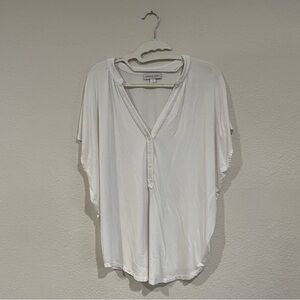 AMOUR  VERT Women White Short Sleeve Cocoon Blouse Shirt Size Small